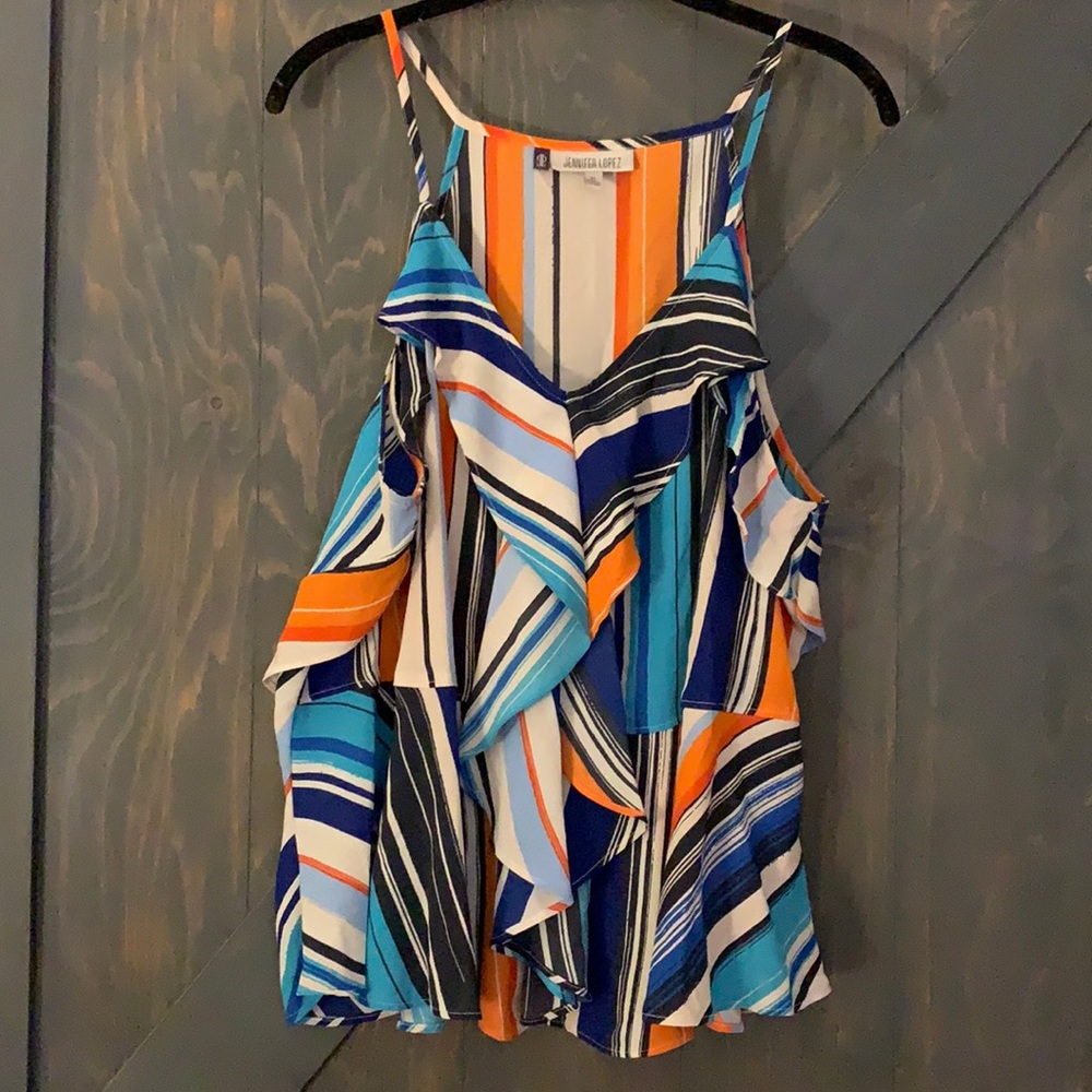 Vibrant peplum striped tank top
